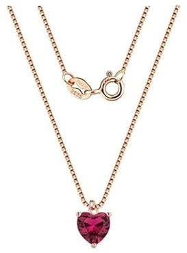 MAISON GIOIELLI FIRENZE - OHANA Collana in Argento 925 Placcato Oro con Cuore Zirconia Colorata, Collana Donna con Cuore con Chiusura a Moschettone, Ipoallergenica, Antigraffio e Waterproof (rosa)