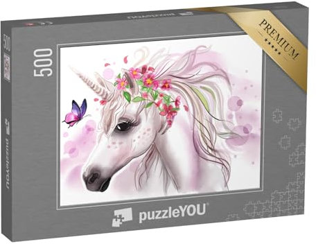 puzzleYOU: Puzzle 500 Teile „Einhorn für Mädchen und Kinderzimmer“ – aus der Puzzle-Kollektion Einhorn, Einhörner, Tiere aus Fantasy & Urzeit