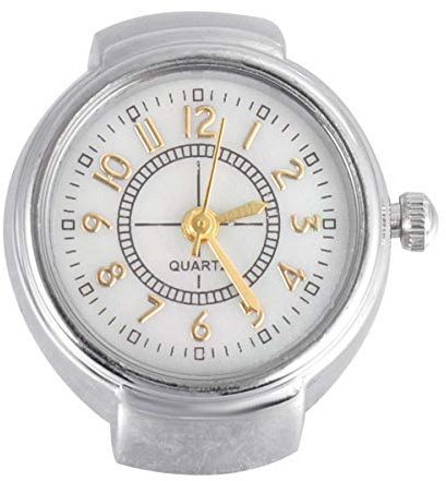 UKCOCO 1stück Mini Uhr Für Damen Und Herren Stilvolle Fingeruhr Mit Großen Ziffern Modisches Accessoire Silber Praktische Zeitansage Ohne Smartphone Für Jeden Anlass