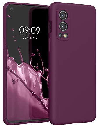 kwmobile Hülle kompatibel mit OnePlus Nord 2 5G Hülle - Silikon Handy Case - Handyhülle weiche Oberfläche - kabelloses Laden - Bordeaux Violett