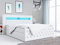 MKS MEBLE Boxspringbett 180x200 mit Led Weiß Kunstleder, Bett Polsterbett 180x200 mit LED Kopfteil, Multipocket Matratze H4, Doppelbett mit Bettkasten Stauraumbett - Gold-9 - Weiß Kunstleder