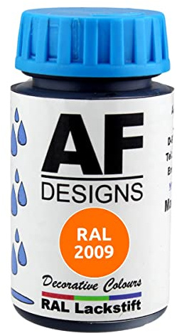 Alex Flittner Designs Lackstift RAL 2009 VERKEHRSORANGE seidenmatt 50 ml | Hochwertiges Lackstift (wasserverdünnbar) - ideal geeignet für Hobby, Freizeit, Modellbau, Basteln und um Kunststoff - oder