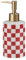 Checkered Ceramic Soap Dispenser Rust Proof Gold Matte Pump Decorative Soap Dispenser Bathroom or Kitchen (Red & White)