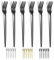 Evanda Black Fourchettes à dessert Set de 6-Pack 6.3/16.5cm, Titane Black Plating Fourchette à pâtisserie, fourchette d'entrée de la famille pour les fruits, le fromage, les cafés, les restaurants