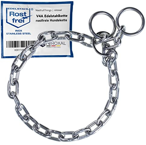 Kettenwürger für Hunde mit Kopfumfang 31-36 cm aus Edelstahl V4A Hundekette mit Zugstop Kettenhalsband kurzgliedrig 4mm dick und 45 cm Gesamtlänge