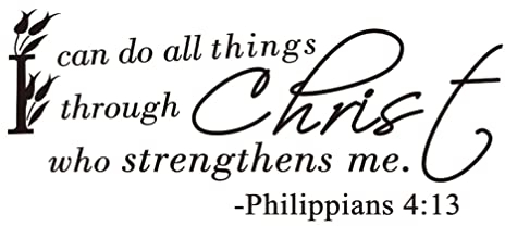 Artibetter Bibelvers Wandaufkleber, Schrift Wandkunst, I Can Do All Things Through Christ Who Strengthens Me Philippians 4:13 Wandtattoo Bibelschrift Christliche Wandkunst