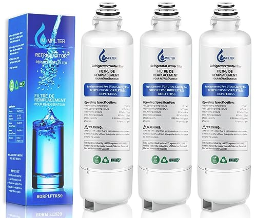 MMFILTER BORPLFTR50 Ersatz für Bosch Ultra Clarity Pro Wasserfilter BORPLFTR50 Ersatz, kompatibel mit 11025825, 12028325, BORPLFTR50, WFC100MF, B36CT80SNS, B36CL80ENS (3 Stück)