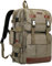 WITZMAN Canvas Reiserucksack Herren Groß Skalierbar Handgepäck Vintage Daypack Fit 17 zoll Laptop（A6617-3 Army Grün）
