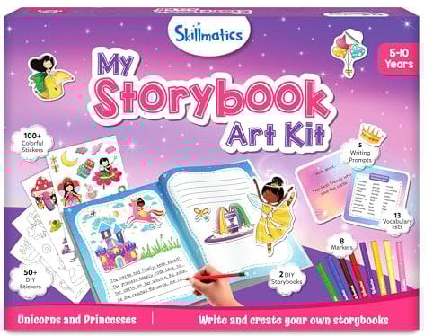 Skillmatics Storybook Art Kit - Create Fairytale Stories, DIY Craft & Writing Kit with 300+ Stickers, Scrapbooking & Journal Activity, Christmas Gifts for Kids Ages 5, 6, 7, 8, 9, 10