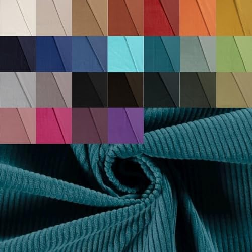Breitcord Meterware - robuster Cordstoff - weicher Baumwollcord - dicker Rippenstoff - breit gerippt - fester Cord Baumwolle *ab 50 cm, Farbe: 024 petrol