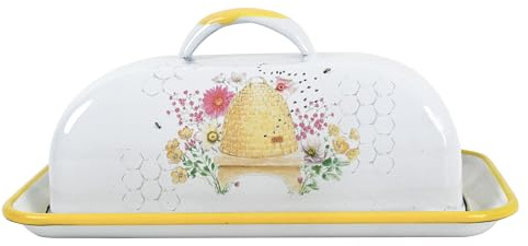 Z&Z ornamentorum Emaille Butterdose Mit Deckel Butterdosen Für Alle Gängigen Butter Küchenaccessoires Kochen Aufbewahrung Handgefertigt