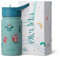 Olevida | Botella de agua para niños de acero inoxidable con tapón y pajita | Mantiene el calor y el frío, Sin BPA | 400 ml (Forest Concert Blue)