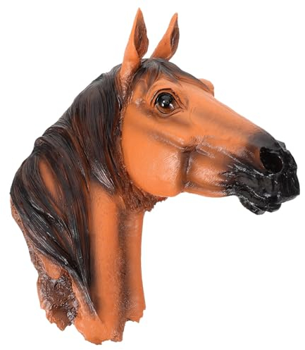 IMIKEYA Pferdekopf Wanddeko 3D Wandskulptur Kunstharz Pferdekopf Wandstatue realistischer Pferde Schwimmende Wanddekoration, 20x22x9,5 cm