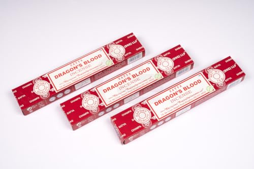 Original Satya Dragon's Blood Incense Sticks Gift Pack of 3X 15G for Aromatherapy, Spa, Yoga, Weddings, Meditation, Healing, Positivity and Relaxation by Greensense