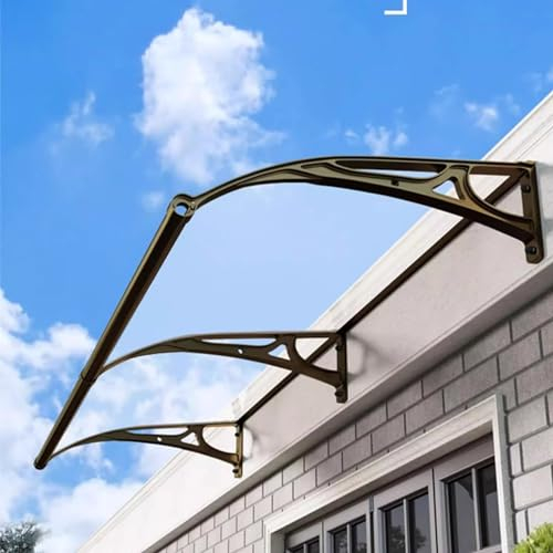 Haustürmarkise, Fenstermarkise, Aluminium-Champagner-Halterung, Türmarkise, Fenstermarkise, Markise Mit Großen Dachrinnen, Geeignet Für Türen, Fenster, Pultbogenvordach (120x230cm/47x91in)