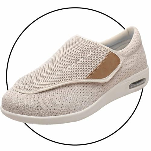 Möge Chaussures Pieds Larges Chaussures orthopédiques Chaussures pour Femmes Diabétiques Extra Larges Pieds Gonflés œdème Orthopédiques Pantoufles réglable(Color:Beige,Size:40 EU)