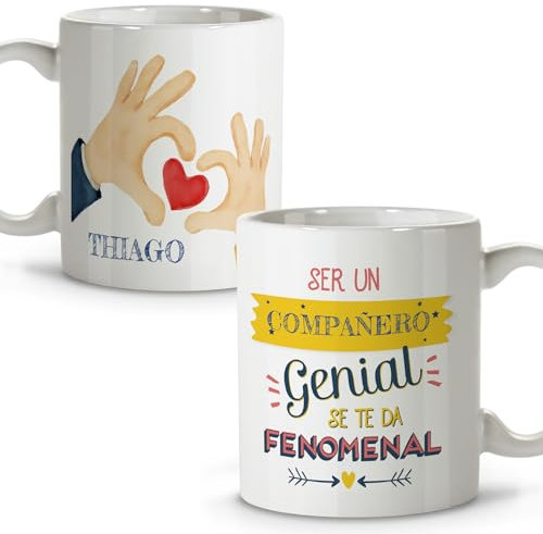 LolaPix Tazas bonitas. Taza personalizada. Tazas de cafe. Regalos compañeros de trabajo. Detalles compañeros de trabajo. Taza cerámica 330 ml.