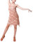 IBAKOM Damen Latein Kleid Pailletten 1920er Vintagekleid Fransenkleid Tanz Kleider Kostüme Walzer Tango Swingtanz Partykleid Rumbakleid Cha Cha Tanzkleidung Wettbewerb Dancewear Champagner L