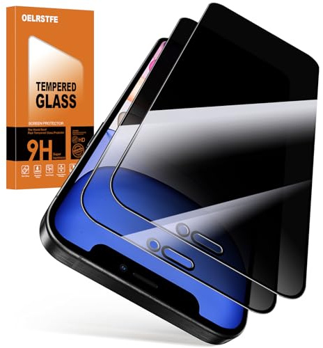 Oelrstfe Protector Pantalla de Privacidad para iPhone 11/XR Cristal Templado Anti Espía Protectora Vidrio Película Dureza 9H Anti-arañazo Sin Burbujas Privacy Screen Protector,2 Piezas