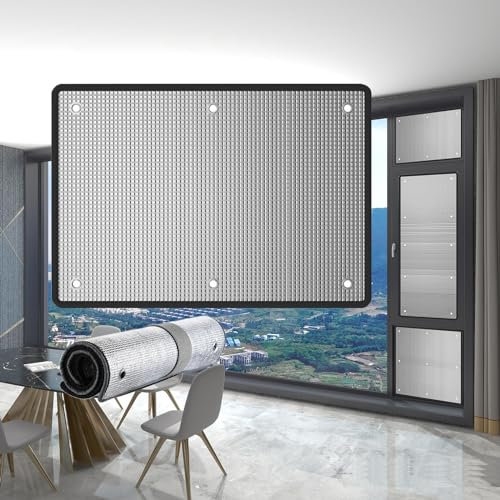 Blendschutz-Isolierfolie, Aluminiumfolien-Blasenfolie, Reflektierende Sichtschutzfolie, Sonnenschutzfolie Für Fenster, Dachfenster Folie Isoliermatte, Mit Saugnäpfen,Silver-100x220cm/39x87in