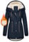 TOMEEK Damen Winterjacke Winter Warm Wintermantel Damen Lang Winterparka mit Teddyfell Gefüttert Kapuzenmantel Mantel Parka Damen-Mäntel Jacke Fleecemantel Skijacke(Marineblau,XXL)