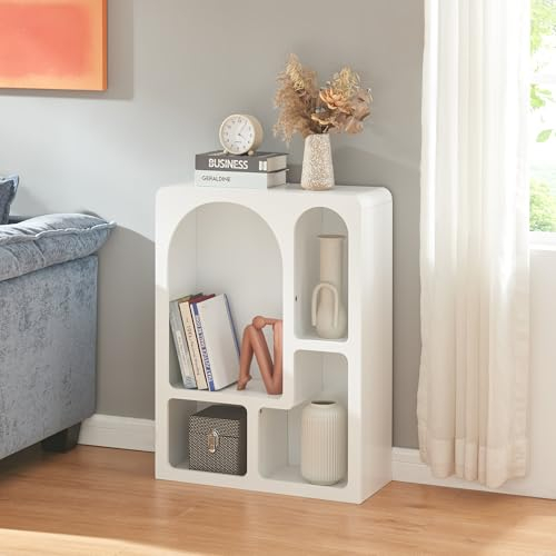 [en.casa] Bücherregal Vågå Standregal 80 x 60 x 24 cm offener Bücherschrank mit 4 Fächern Regal stehend Weiß