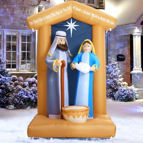 Aufblasbare Weihnachtskrippe für den Außenbereich, 2,1 m, Weihnachtsdekoration für Garten, Rasen, Weihnachtsdekoration