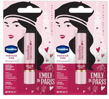 Vaseline x Emily in Paris Parisian Pink | Feuchtigkeitsspendender Lippenbalsam | Limited Edition | (2er Pack Parisian Pink)