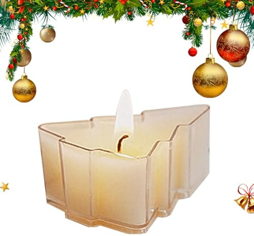 Christmas Tree Candles - Unscented Tea Light Candles | Pine Scented Candles Christmas Tree | Small Non-Drip Paraffin Votive Candles for Winter Party Decoration