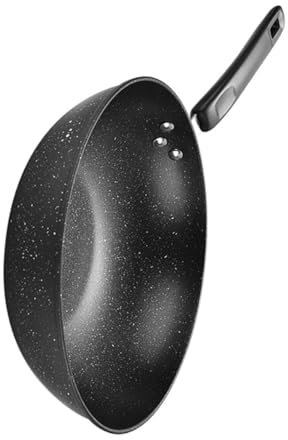 SHOWERORO Poêle Wok Petite Pierre Maifan Poêle à Frire Pour Cuisson à Gaz Wok Traditionnel Pour Cuisine Domestique