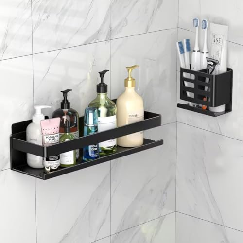YESENT Shower Caddy 2 Pack - Aluminum Bathroom Shower Shelf Rust-proof | Shower organizer Adhesive Installation No Drilling Required, Suitable for Bathroom Storage and Home Decoration