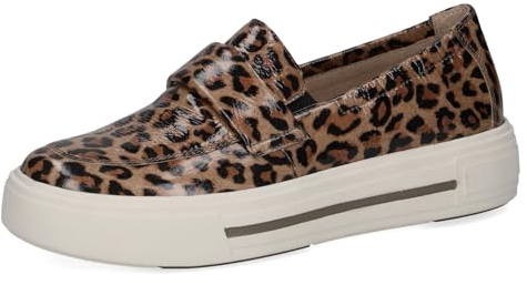 Caprice Damen Slip On Sneaker aus Leder Plateau, Mehrfarbig (Leo Beige), 39 EU