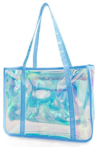 TotePrint Mode Frau Tasche Super-große holographische Strand Todd-Paket TPU-Material Regenbogen transparente wasserdichte Schultertasche