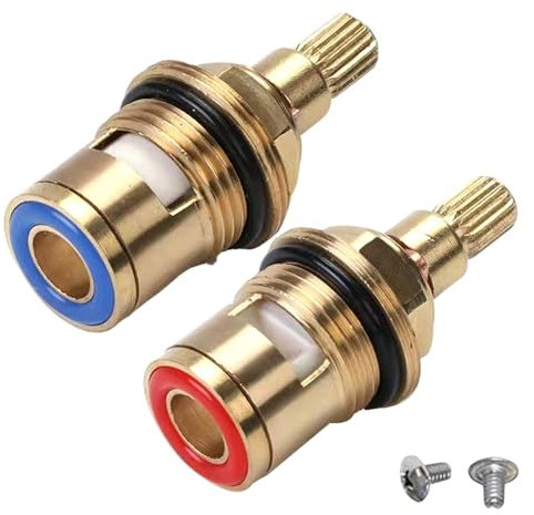 Lot de 2 valves de robinet, cartouche, tête de valve 1/2, robinet en céramique en laiton valves de rechange (1 paire chaud et froid)