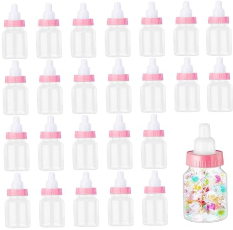 Mini Babyflaschen, 24 Prozent füllbare klare Süßigkeitenbox, Plastikbaby Flasche Süßigkeitenflaschen für Boy Girl Neugeborene Taufe Party Dekor Geschenk