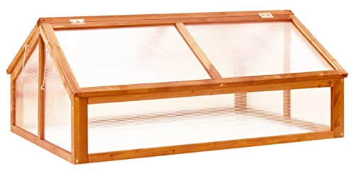 Festnight Frühbeet Gewächshaus Mini Frühbeetaufsatz Frühbeetkasten Holz Hochbeet Abdeckung Kleines Treibhaus Pflanzkasten Minigewächshaus Blumenkasten mit Dach 114x80x50 cm