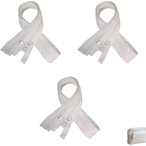 Set Di 3 Cerniere Lampo Divisibili Da 30 cm, Colore Bianco, In Plastica Resistente, Ideali Per Cucito Fai-Da-Te, Adatte Per Giacche, Cappotti, Borse, Abbigliamento, Accessori E Progetti Sartoriali