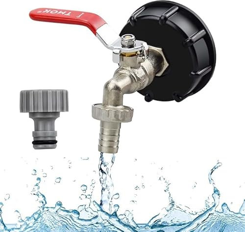 Rubinetto a Sfera IBC 1/2 Adattatore IBC Rubinetto Giardino Rubinetto di Scarico IBC in Ottone Adattatore per Serbatoio dell'acqua con Anelli di Tenuta