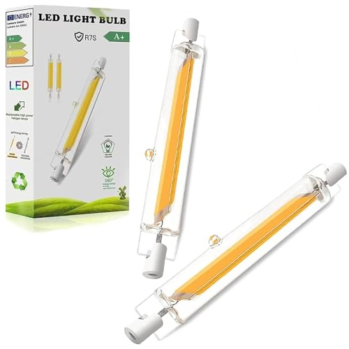 Aouppert R7S LED 78mm Dimmbar 10W LED Stab 3000K 1000LM Ersatz für 100W Halogen Leuchtmittel, Warmweiß, AC/DC 220-240V, Kein Flackern 360° Abstrahlwinkel, für Flur/Stehlampe Lampen, 2er Pack