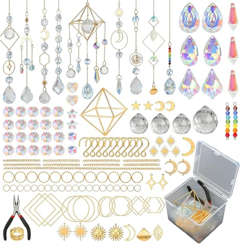 400 Pièces Kit de Fabrication DIY d’Attrape-Soleil, Créez Votre Suncatcher pour Décor de Fenêtre, Ensemble de Cristaux Colorés à Suspendre pour Adultes & Enfants (A)