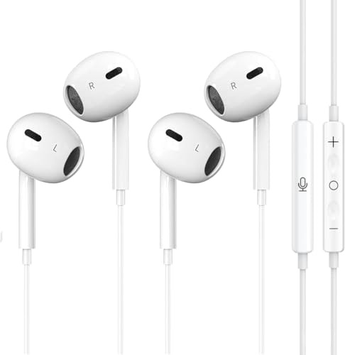 2 Pack Lightning Headphones for iPhone Earbuds Wired HiFi Stereo Headsets [MFi Certified] Noise Reduction Earphones for iPhone 14/13/12/11/XR/8/7/SE/Pro/Pro Max (Built-in Microphone & Volume Control)