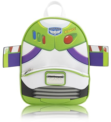 Disney Pixar Toy Story Buzz Lightyear Mini-Rucksack für Kinder | Kunstleder, 25,9 x 20,8 x 7,6 cm, ab 3 Jahren, silberfarbene Hardware, Reißverschlusstasche vorne, verstellbare Träger