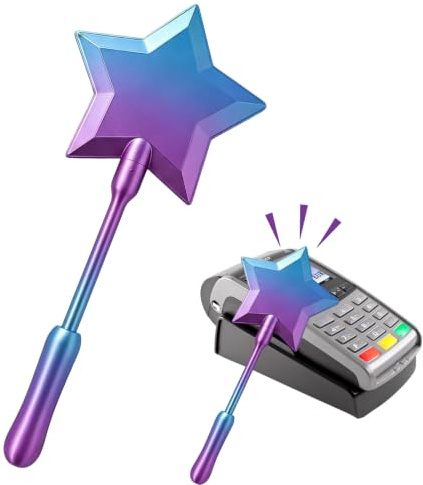 Baguette Magique Carte Bleue/Carte Bancaire, Porte-Carte sans Contact Tap to Pay en 3D, Accessoire de Paiement Magique Étoile pour Facile Checkout, Cadeau Original pour Cosplay et Fêtes(A)
