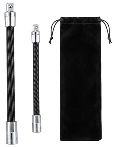2Pcs Flexible Extension Bar Set, 3/8 and 1/4Inch Impact Driver Flexible Screwdriver Extension Bar Set, Mixed Drive Extension Bar Adapter, Metal Extensions with Flexible Shafts Hand Tool Set