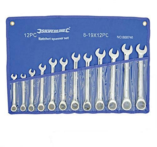 Silverline 868746 Fixed Head Ratchet Spanner Set 12pce 8 - 19 mm