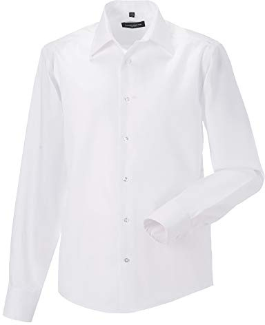 Russell Collection Mens Long Sleeve Tailored Ultimate Non-Iron Shirt (16.5inch) (White)