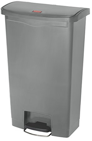 Rubbermaid Commercial Products Slim Jim 1883604 68 Litre Front Step Step-On Resin Wastebasket - Grey
