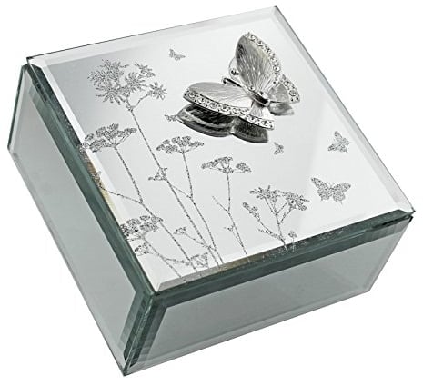 Juliana - Joyero con espejo de cristal, diseño mariposa