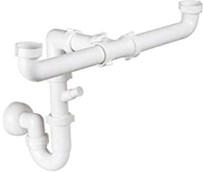 Siphon Waschbecken platzsparend 2 Wege PP weiß [60 m² MASCHENGEWEBE]