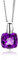 MIORE - Collana Donna Oro Bianco 9KT 375 - Gemma di Ametista Naturale, Catenina con Pendente - Ciondolo con Catena anallergica. Catenina Cm. 45.